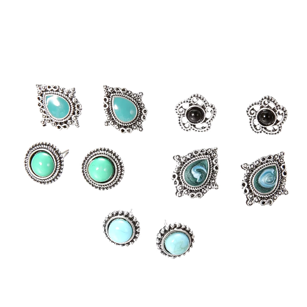 Bohemian Turquoise Gemstone Earrings (أقراط بوهيمية بحجر الفيروز - تصميم أنيق وعتيق)