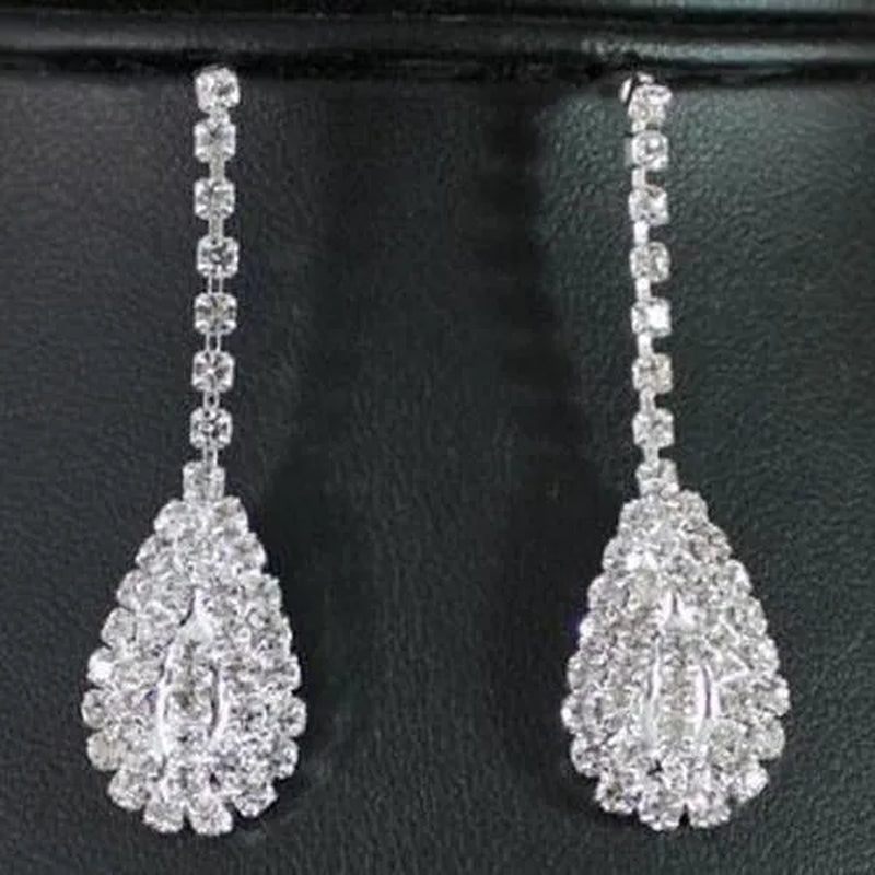 Bridal Water Drop Crystal Jewelry Set necklace (طقم مجوهرات الزفاف الكريستالي بتصميم قطرة الماء)