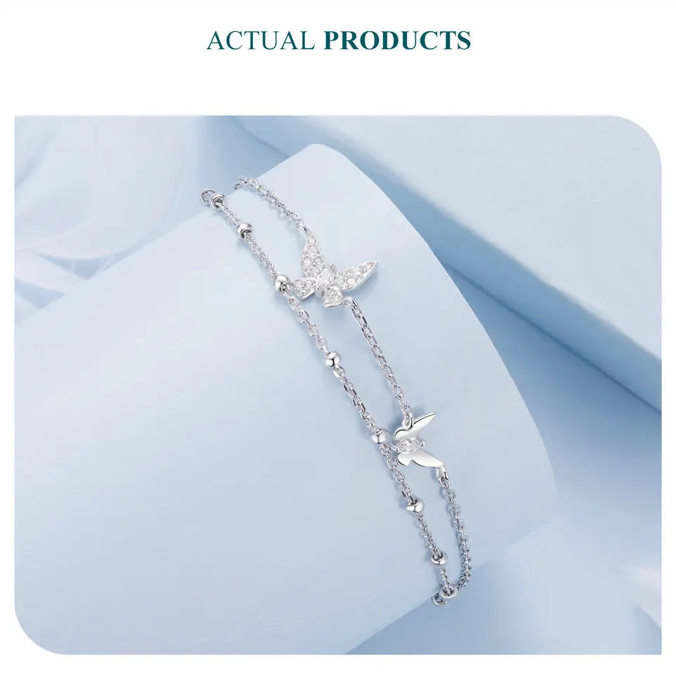 Radiant Grace Double-Layer Butterfly Bracelet  (سوار الفراشة المزدوج الطبقات للأناقة المتألقة)