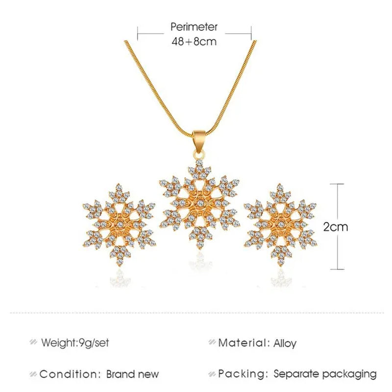 Snowflake Jewelry Set - Necklace & Earrings (طقم مجوهرات رقاقات الثلج - عقد وأقراط، مثالي للهدايا)