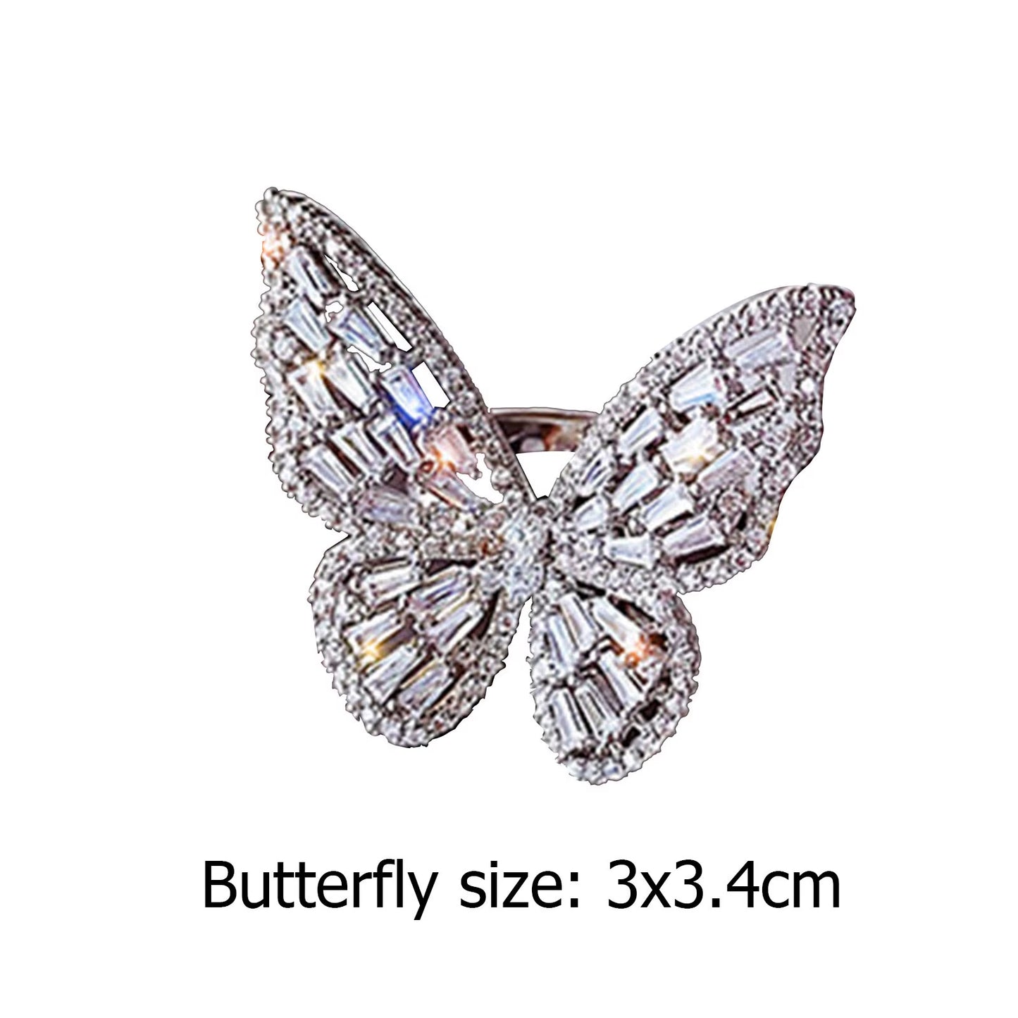 Exaggerated butterfly Ring Set (مجموعة خواتم بتصميم مرصعة بالزركون - خواتم عصرية للفتيات)